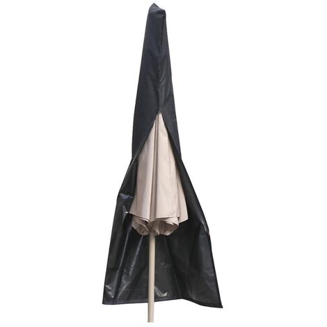 Housse imperméable noire pour parasol de terrasse 190 x 51 cm avec fermeture éclair