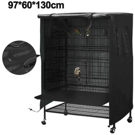 Housse imperméable pour cage à oiseaux, grande taille, lavable, pour perroquet, noire, 90 cm