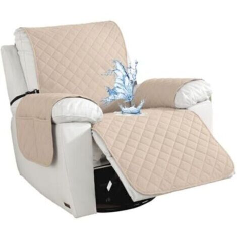 Housse imperméable pour fauteuil 1 place, antidérapante et anti-rayures, avec poches, accoudoirs, anti-taches, convient aux enfants et aux animaux domestiques (chiens), beige