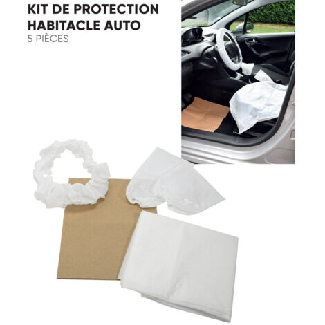 Autobest – Housse jetable pour voiture – Protection anti-dérapante siège 165 x 78 cm – Imperméable tapis 50 x 40 cm – Protection volant 11 x 62 cm