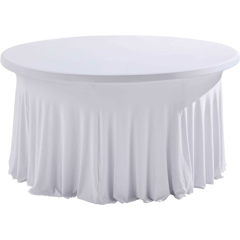 Oviala - Housse élastique drapée pour table ronde diam.180cm