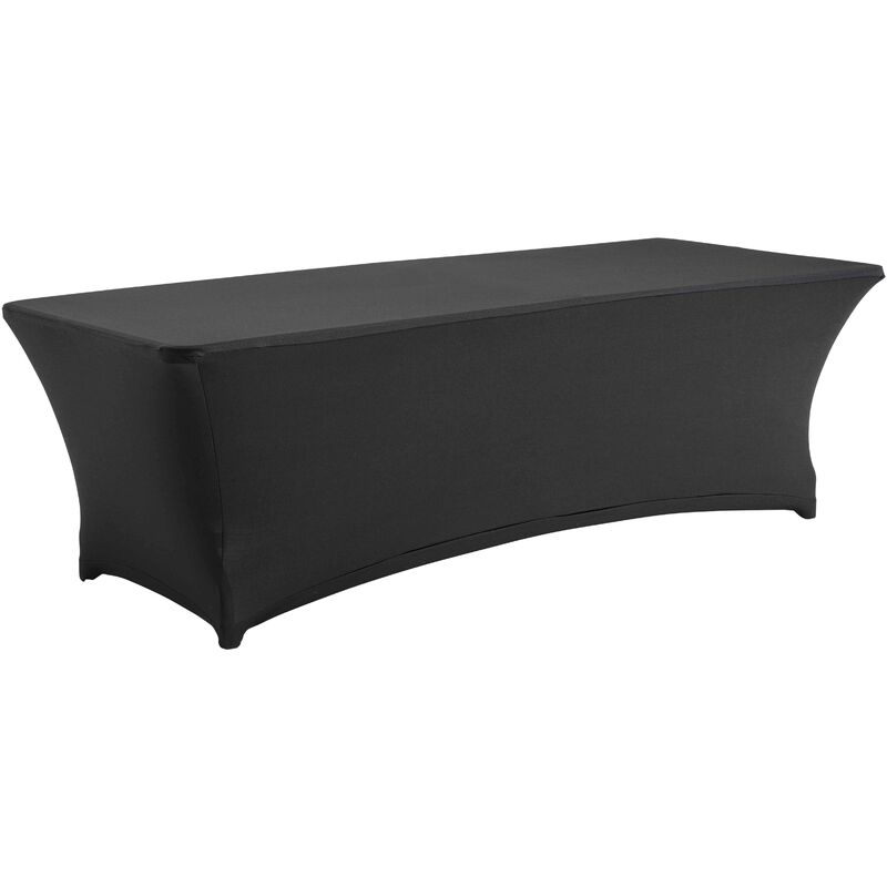Oviala - Housse élastique noire table pliante 10-12 personnes 244cm