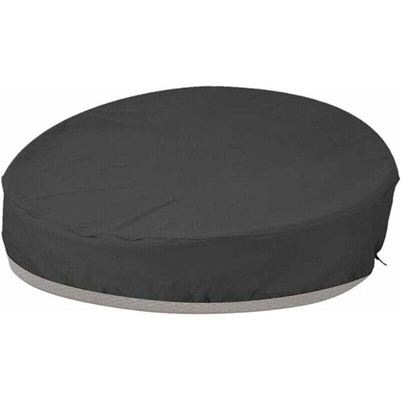 Housse Lit De Jardin Rond Housse De Protection Canapé Lit Rond Coupe-Vent Résistant Aux uv 210D Oxford Bâche en Tissu pour Meubles De Jardin, Noir