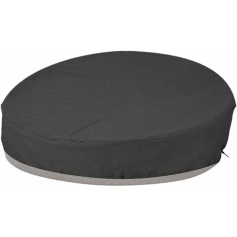 Housse Lit De Jardin Rond Housse De Protection Canapé Lit Rond Coupe-Vent Résistant Aux UV 210D Oxford Bâche en Tissu pour Meubles De Jardin, Noir 190x89cm
