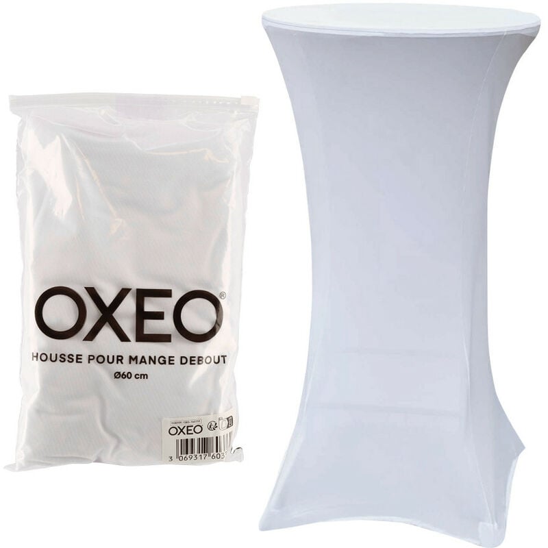 Oxeo - Housse mange debout 60cm blanc - House de protection table haute de bar - Pour diamètre de table 60cm - couleur blanc