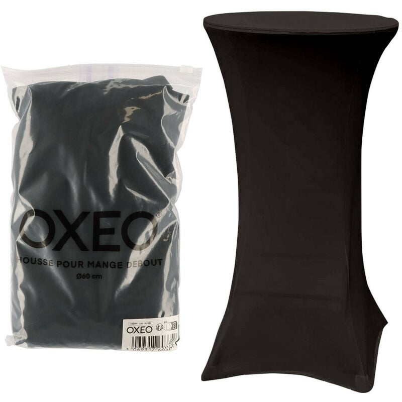 Oxeo - Housse mange debout 60cm noir - House de protection table haute de bar - Pour diamètre de table 60cm - couleur noir