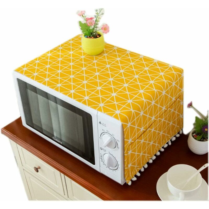 Housse micro-ondes Dust Cotton Machine Protector Housse décorative pour appareil de cuisine avec poche de rangement latérale 30 90 cm (maille jaune)