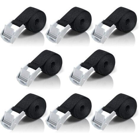 Housse Moto 【8 Pièces】, Sangle à Cliquet en Alliage de Zinc 20mm x 1m avec Boucle de Serrage pour Fixation Moto/Voiture/Bagage.