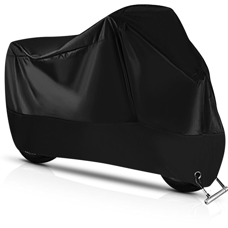 Housse Moto Imperméable, Housse de Protection pour Moto 190T Polyester, Bache Moto Exterieur Etanche avec Trous de Serrure, Housses de Moto au Pluie