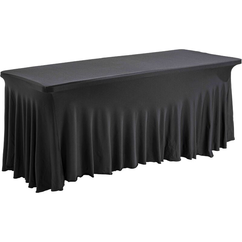 Oviala - Housse nappe pour table de cocktail, réception, 180 cm noir - Noir