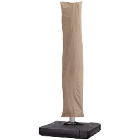 Housse Parasol Déporté 255 x 62 cm, Housse de Protection en Tissu Polyester 250g, Housses pour Parasols de Jardin avec Tige et Zippé, Kaki
