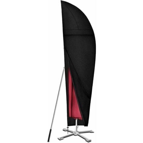 ERSANDY Housse Parasol Déporté de 3m à 4m, Robuste Tissu Oxford 420D, Iimperméable, Anti-UV Housse de Protection Parasol Deporte avec Grilles D’aération (280x30/81/45cm) - Noir
