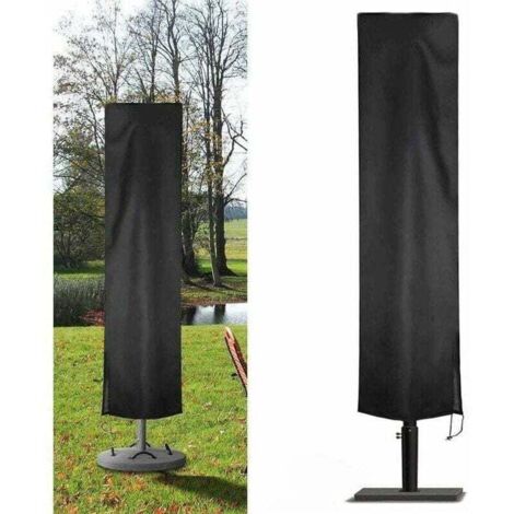 Housse Parasol Déporté Jardin en 210D Oxford Imperméable, Couverture pour Parasol Jardin, Housse de Protection Parasol Déporté Anti-UV/Poussière/Pluie/Vent (240x57x57cm, Noir)-