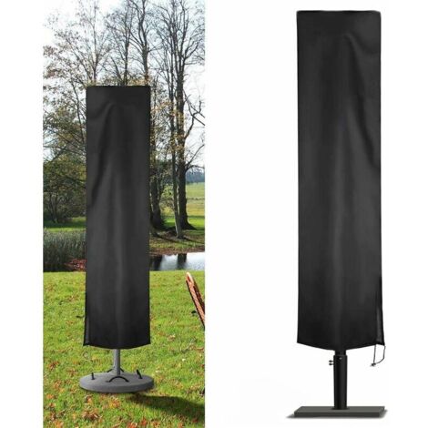 Housse Parasol Déporté Jardin en 210D Oxford Imperméable, Couverture pour Parasol Jardin, Housse de Protection Parasol Déporté Anti-UV/Poussière/Pluie/Vent (240x57x57cm, Noir)-