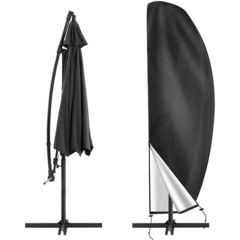 Housse Parasol Déporté pour Parasol Ø 2-4m, 210D Oxford Housse de Protection pour Parasol avec Sac de Rangement, Imperméable Anti-UV Housses pour Parasols de Jardin Plage Balcon, 26540/70/50CM - Noir