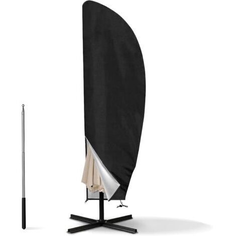 Housse Parasol Déporté pour Parasol Ø 2-4m, 210D Oxford Housse de Protection pour Parasol avec Sac de Rangement, Noir - 265CM(50x70x40CM)
