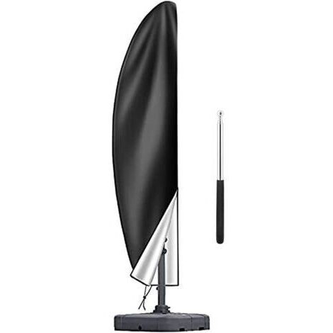 Housse Parasol Déporté pour Parasol Ø 2-4m, 210D Oxford Housse de Protection pour Parasol avec Sac de Rangement, Noir - 280CM（30x81x45cm）