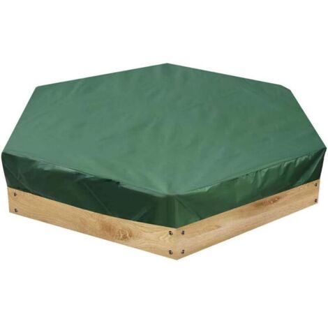 Housse pour bac à sable（180x150cm）- Imperméable à l'eau et à la poussière - Pour bac à sable hexagonal - Vert - Avec cordon de serrage - Pour éviter la contamination du sable et des jouets