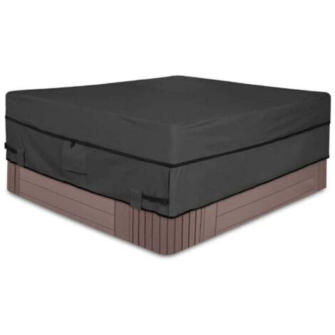 Housse pour Bain à Remous Carrée de Jardin - Polyester 210D imperméable et résistant aux intempéries avec revêtement en PVC - Gris anthracite 76 x 76 x 20 po