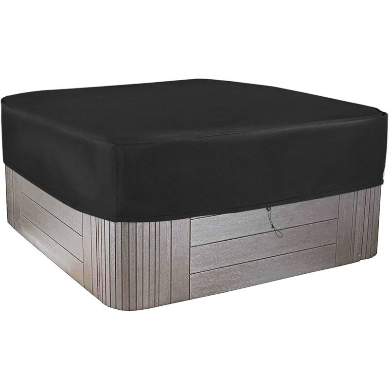 Housse pour Bain à Remous Carrée de Jardin - Polyester 210D imperméable et résistant aux intempéries avec revêtement en pvc - Noir anthracite