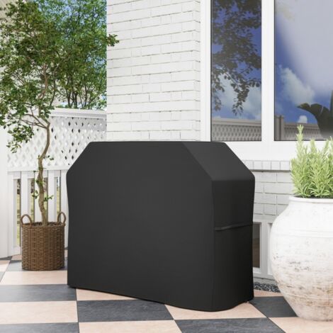 Housse pour barbecue d'extérieur, tissu Oxford 420D, housse résistante aux intempéries, 145L x 55B x 85-110H cm, convient aux barbecues rectangulaires, noir.