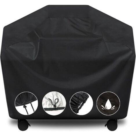 Housse pour barbecue, housse de 147 cm (58 pouces), housse imperméable, housse résistante aux UV pour barbecue à gaz, durable et pratique, résistante aux déchirures, housse noire compatible avec les b