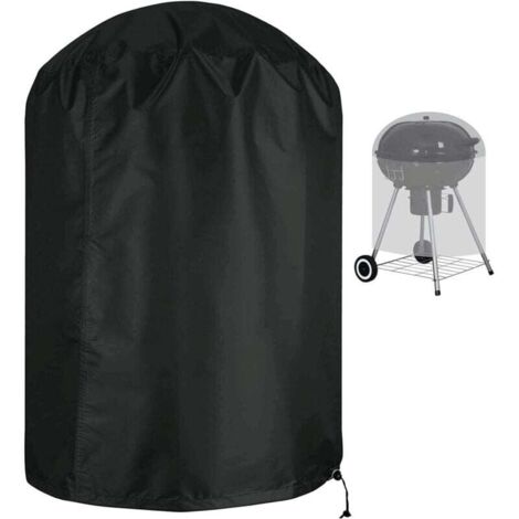 Housse pour barbecue rond imperméable en tissu Oxford 420D indéchirable et anti-UV avec sangle latérale coupe-vent Noir (71 77cm)