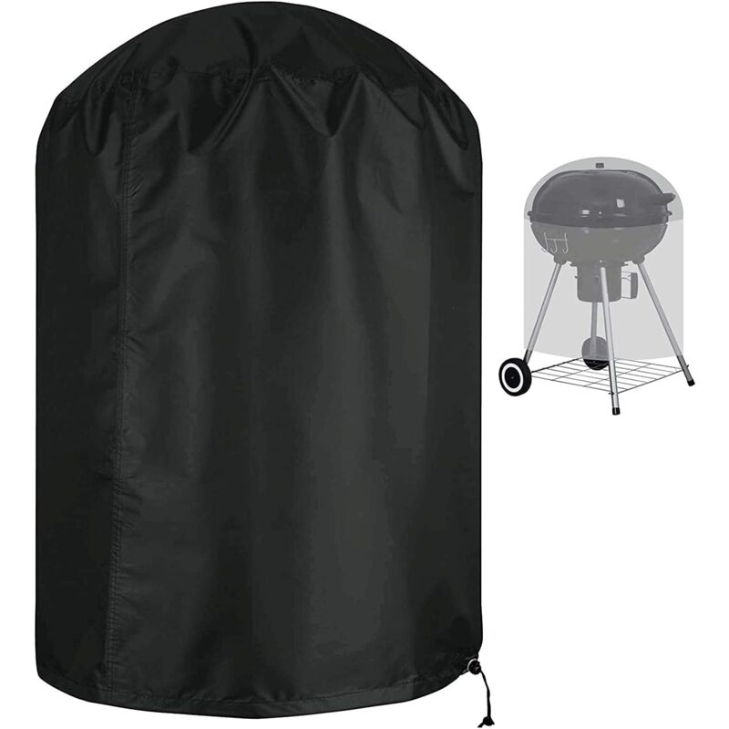 Housse pour barbecue Sphérique Imperméable Anti-déchirure Tissu Anti-UV avec sangle latérale coupe-vent Noir Φ58 x 77 cm