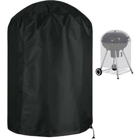 Housse pour barbecue Sphérique Imperméable Anti-déchirure Tissu Oxford 210D Anti-UV avec sangle latérale coupe-vent Noir Φ58 x 77 cm