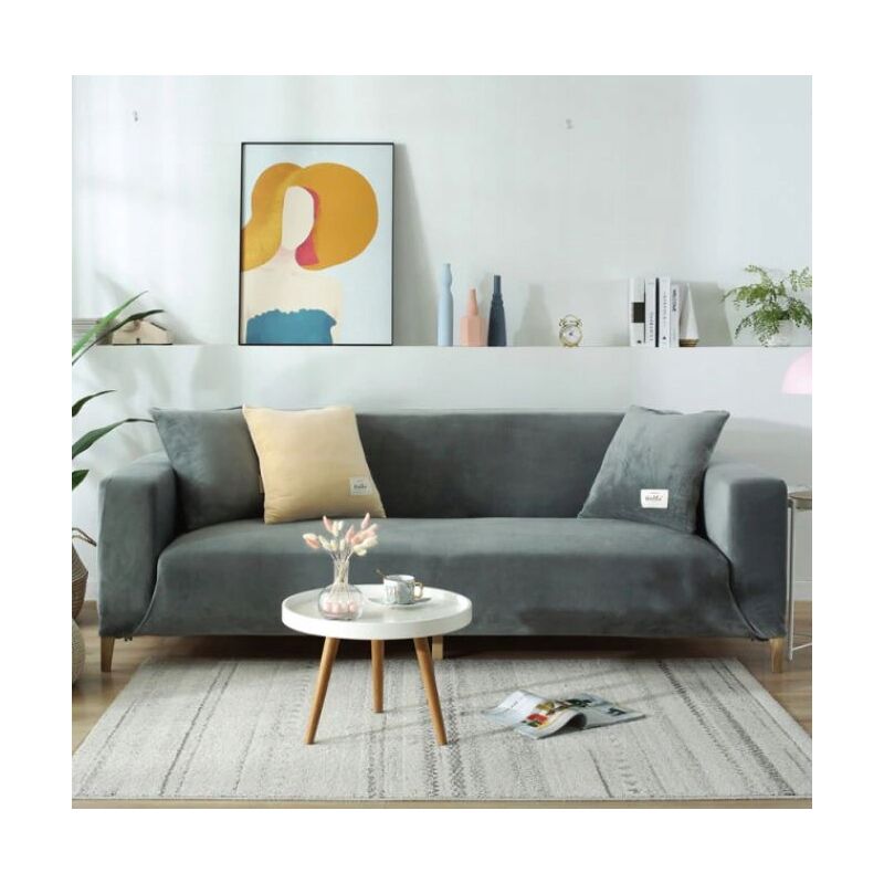 housse pour canapé convertible 1 place velours gris