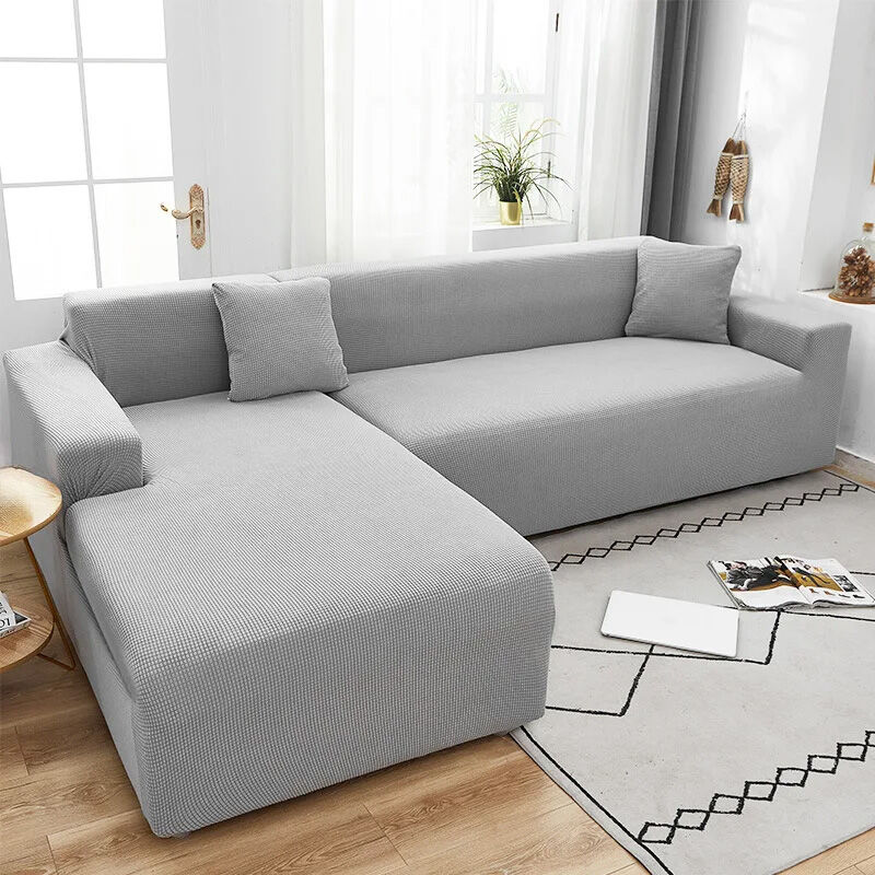 HOUSSE pour CANAPÉ convertible 4 places GRIS CLAIR JACQUARD