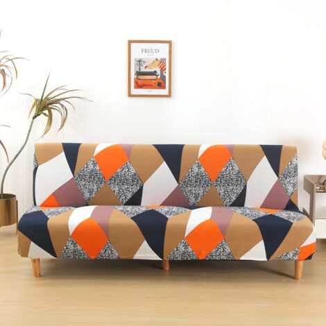 Housse pour canapé-lit sans accoudoirs, adaptée aux canapés-lits 3 places. Tissu élastique, taille unique, lavable