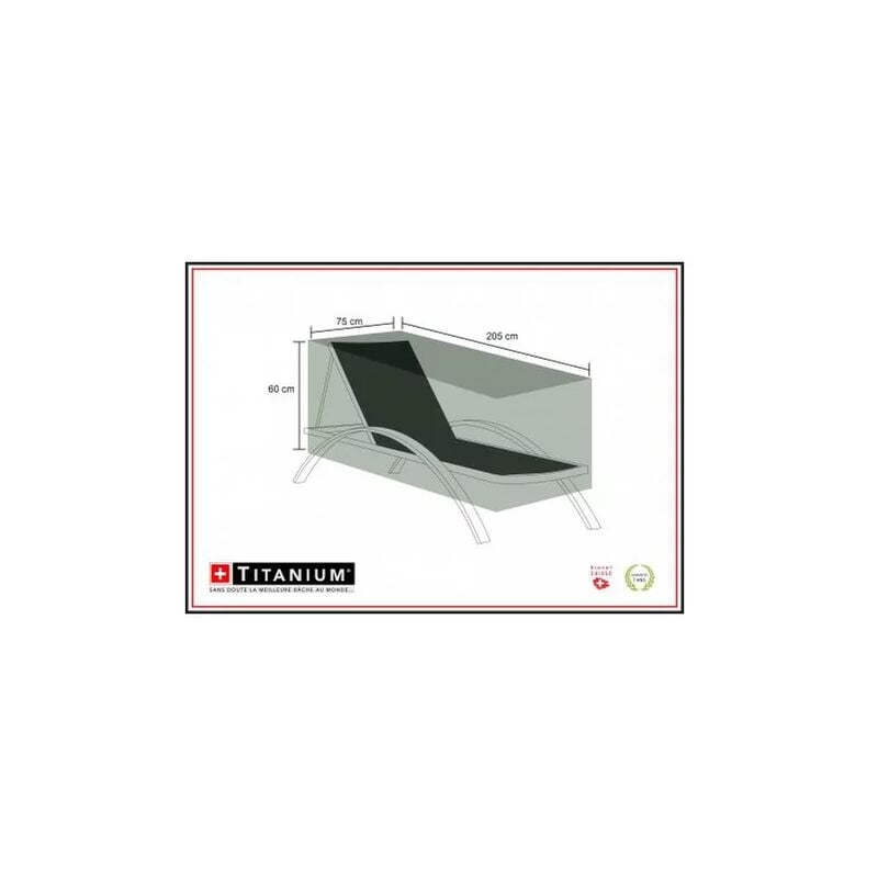 Titanium - Housse de protection pour chaise longue 205 x 75 x 68 cm - Noir