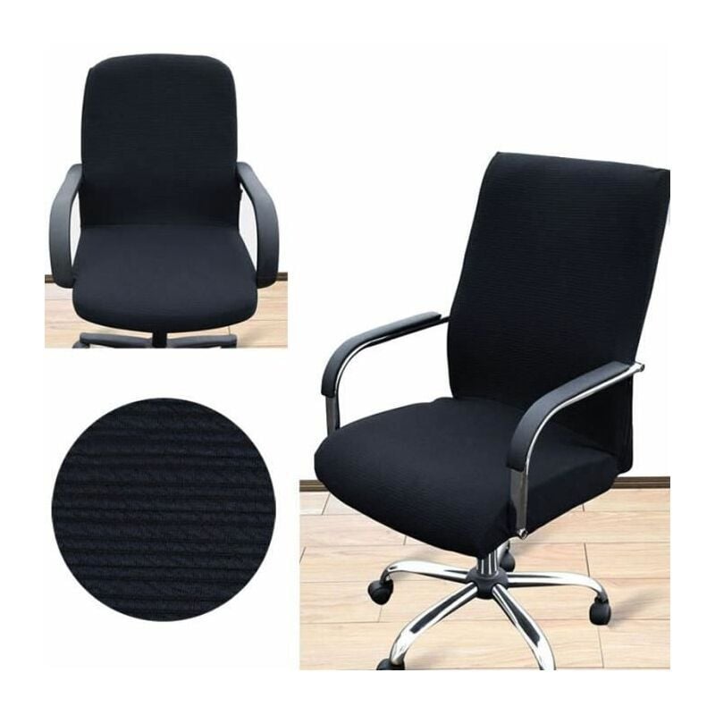 Housse pour chaises de bureau pivotantes, housses de chaise extensibles universelles, housse de chaise amovible et lavable noire pratique