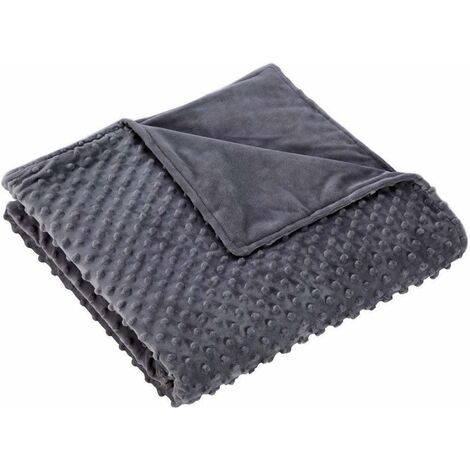 Housse pour couverture lestée Housse matelassée douce et respirante en polyester avec Minky Dot super doux de qualité supérieure 152 x 203 cm gris