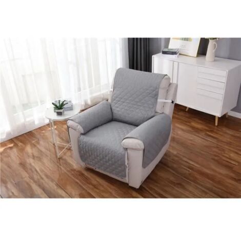 Housse pour fauteuil relax - Antidérapante - Douce et confortable - Protection pour canapé - Housse à carreaux grise