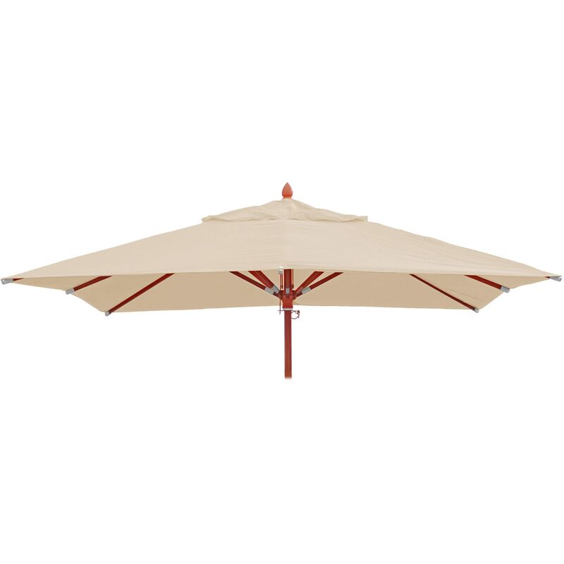 Toile pour la gastronomie parasol en bois HHG 660, carré 3x3m polyester 3kg crème - beige