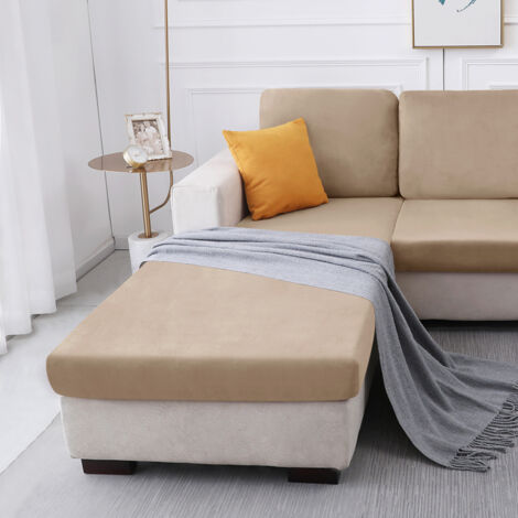 Housse pour lit, canapé ou canapé d'angle CHAMBERS, en velours beige et cappuccino