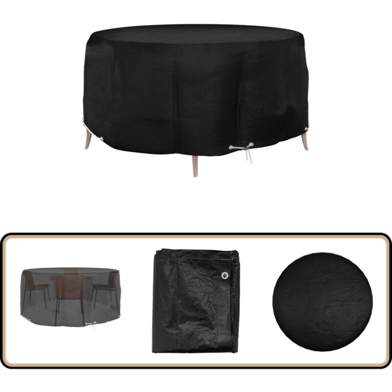 Housse pour meubles de jardin 10 œillets Ø260x90 cm rond - Housses De Meubles D'extérieur - Housse De Protection Mobilier Extérieur - Housse Parasol