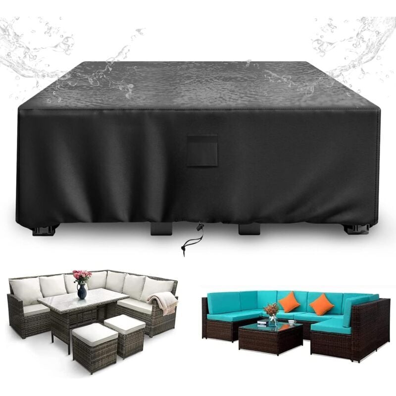 Housse pour Meubles de Jardin, 420D Oxford Tissu Housse Table de Jardin Protection pour Tous Les Temps, pour Ensembles de Table et de Canapé avec