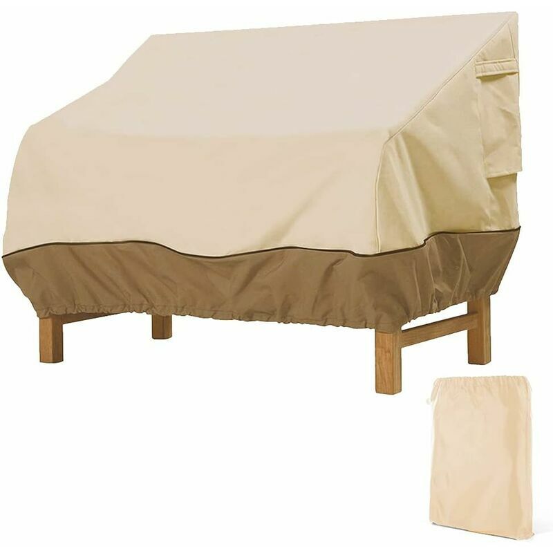 Housse pour mobilier de jardin Housse de Protection pour Banc. Housse Banc Jardin Tissu Oxford Imperméable. Housse de Exterieur Anti (Beige. 193 x 83