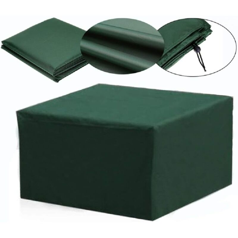 Housse pour mobilier de jardin Housse de protection rectangulaire imperméable pour salon de jardin, protection uv, 13 tailles (vert) - 115x115x70cm
