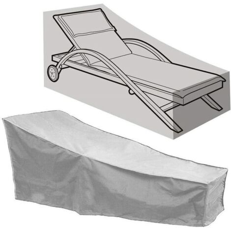 Housse pour mobilier de jardin Housse pour Chaise Longue De Jardin avec Grilles D'aération. Housse De Chaise Longue Imperméable Housse Bain De Soleil Tissu Oxford 210D (208x76x41/79CM) (Gris)
