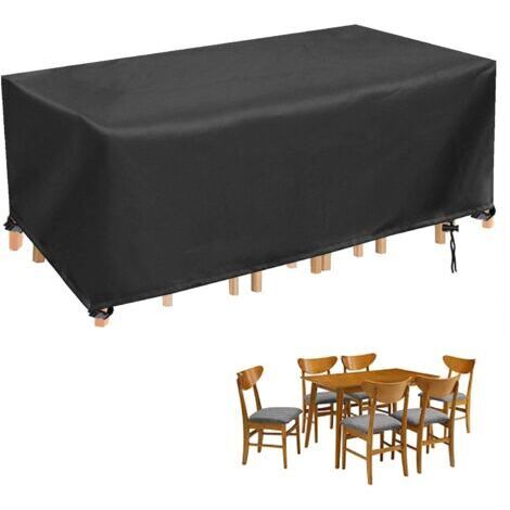 Housse pour mobilier de jardin, rectangulaire, imperméable, d'extérieur, protection UV, noire, 250 x 110 x 90 cm