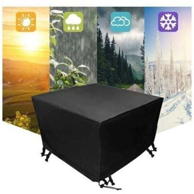 Housse pour mobilier de jardin,Housse de protection large pour salon de jardin carré 120x120x74cm Noir