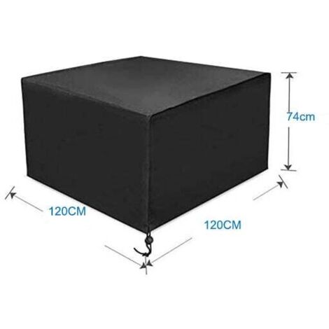 Housse pour mobilier de jardin，Housse de protection large pour salon de jardin carré 120x120x74cm Noir