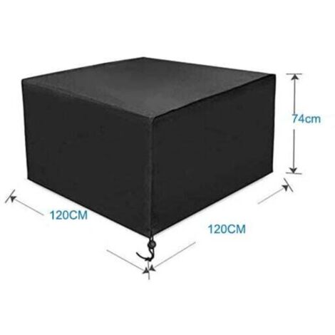 Housse pour mobilier de jardin，Housse de protection large pour salon de jardin carré 120x120x74cm Noir