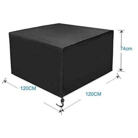 Housse pour mobilier de jardin，Housse de protection large pour salon de jardin carré 120x120x74cm Noir