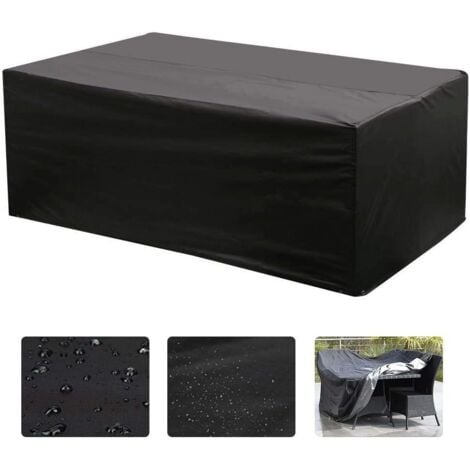 Housse pour mobilier de jardin,Housse de Salon Table Rectangulaire Oxford pour Meubles de Jardin UV Protection (Noir)-1709470CM,AAFGVC