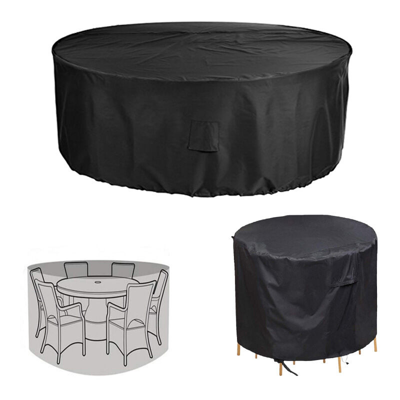 Housse pour mobilier de terrasse circulaire - Tissu Oxford résistant, imperméable, uv et déchirure, convient pour les ensembles de meubles de